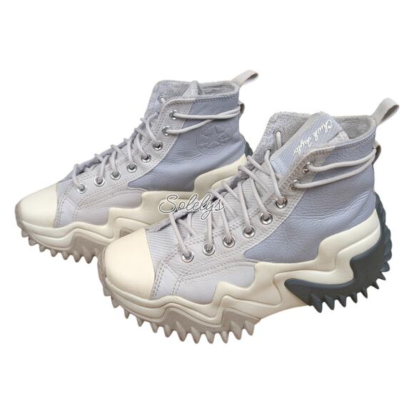 Converse Run Star Motion Gravel Stone Leather Platform Cozy Faux Fur Sneaker 9 - Picture 4 of 10